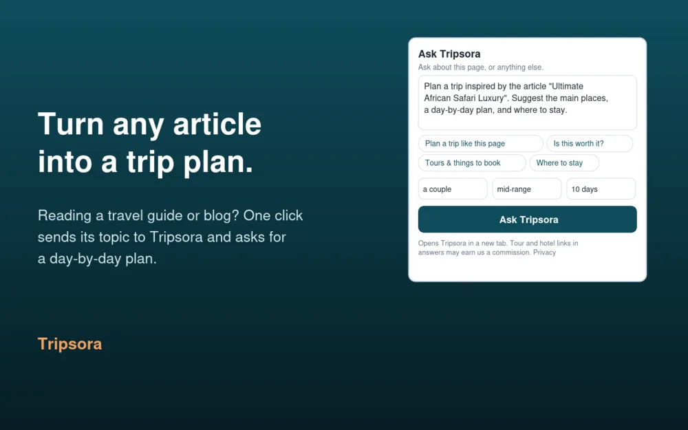 Turning a travel article into a trip plan